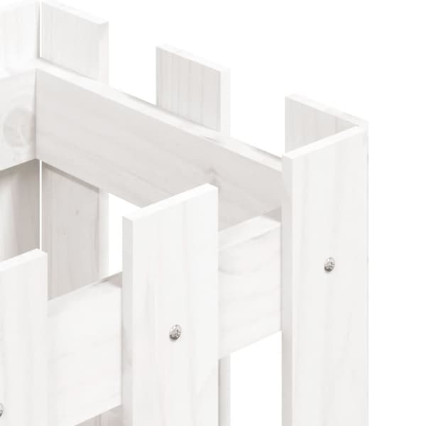 vidaXL Plantekasse med gjerdedesign hvit 30x30x30 cm heltre furu