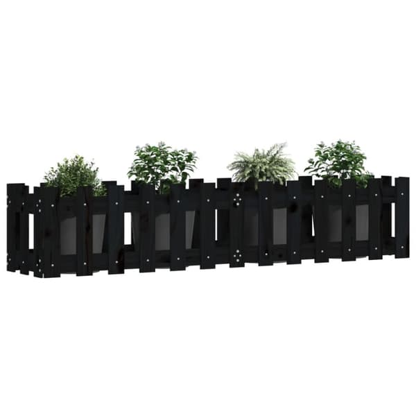 vidaXL Høybed med gjerdedesign svart 150x30x30 cm heltre furu