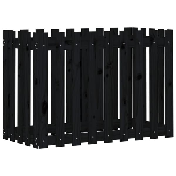 vidaXL Høybed med gjerdedesign svart 100x50x70 cm heltre furu