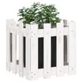 Miniatyrbilde 3 av 9: vidaXL Plantekasse med gjerdedesign hvit 40x40x40 cm heltre furu