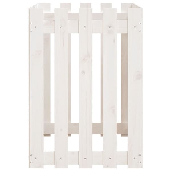 vidaXL Høybed med gjerdedesign hvit 100x50x70 cm heltre furu