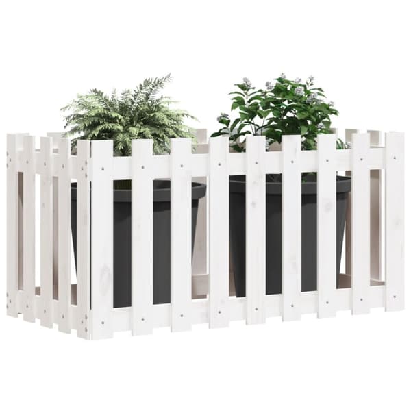 vidaXL højbed med stakitdesign 100x50x50 cm massivt fyrretræ hvid