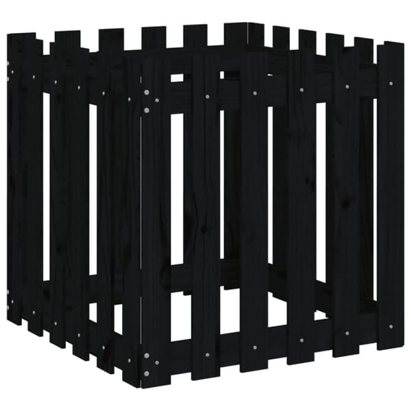 vidaXL Kukkalaatikko aitamuotoilu musta 60x60x60 cm täysi mänty