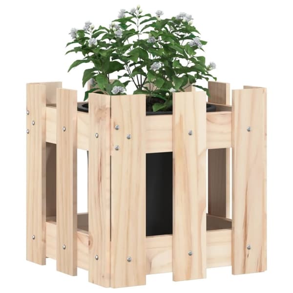 vidaXL plantekasse med stakitdesign 30x30x30 cm massivt fyrretræ
