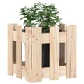 Miniatyrbillede 3 af 9: vidaXL plantekasse med stakitdesign 30x30x30 cm massivt fyrretræ