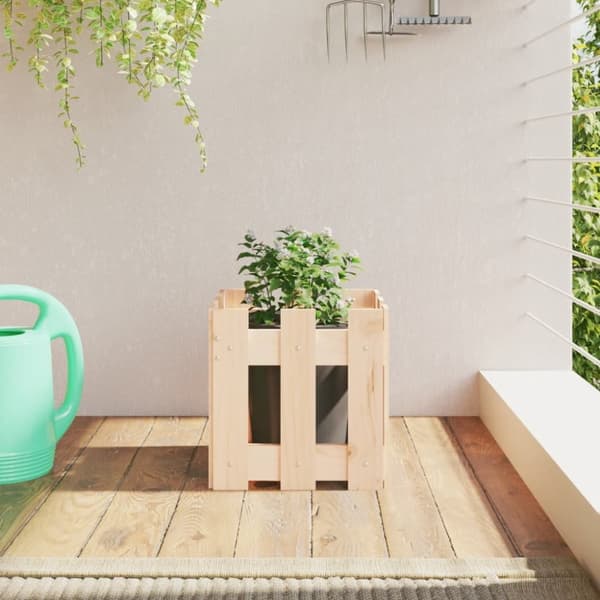 vidaXL plantekasse med stakitdesign 30x30x30 cm massivt fyrretræ