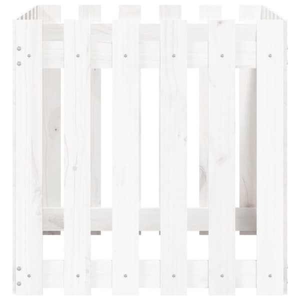 vidaXL plantekasse med stakitdesign 60x60x60 cm massivt fyrretræ hvid