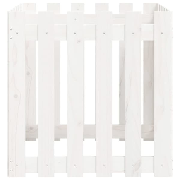 vidaXL plantekasse med stakitdesign 60x60x60 cm massivt fyrretræ hvid