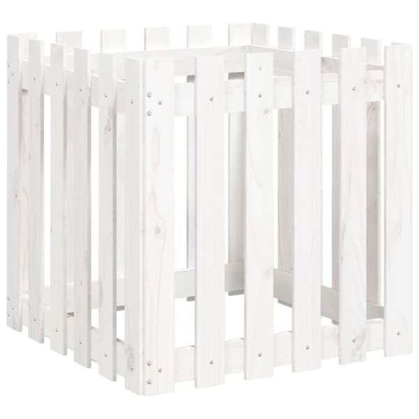vidaXL plantekasse med stakitdesign 60x60x60 cm massivt fyrretræ hvid