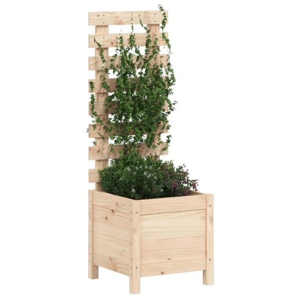 vidaXL Odlingslåda med spaljé 39x39,5x114 cm massiv furu