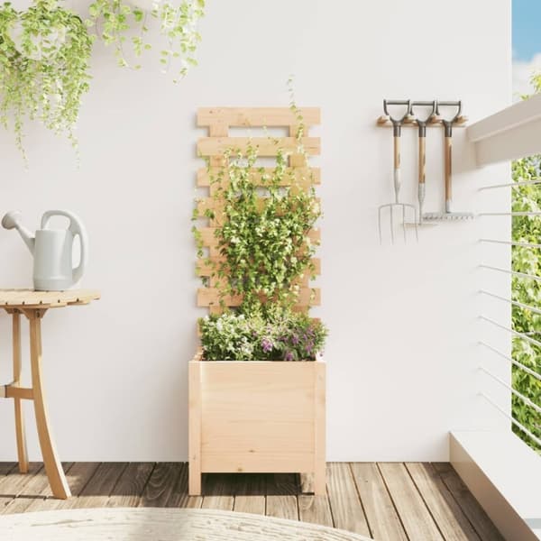 vidaXL plantekasse med stativ 39x39,5x114 cm massivt fyrretræ