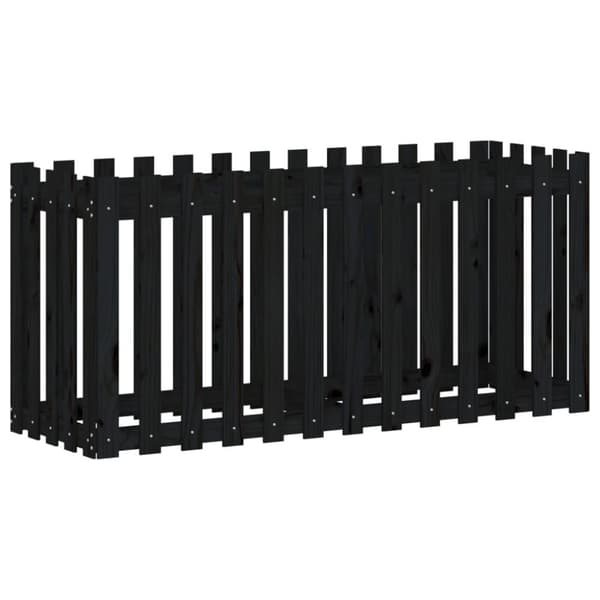 vidaXL Høybed med gjerdedesign svart 150x50x70 cm heltre furu