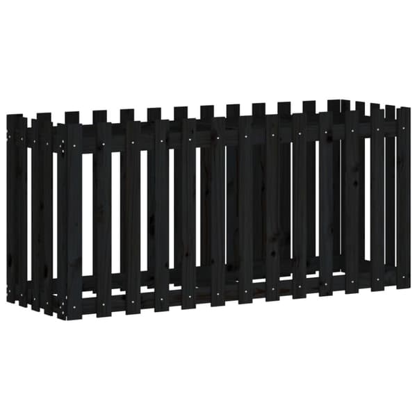 vidaXL Høybed med gjerdedesign svart 150x50x70 cm heltre furu