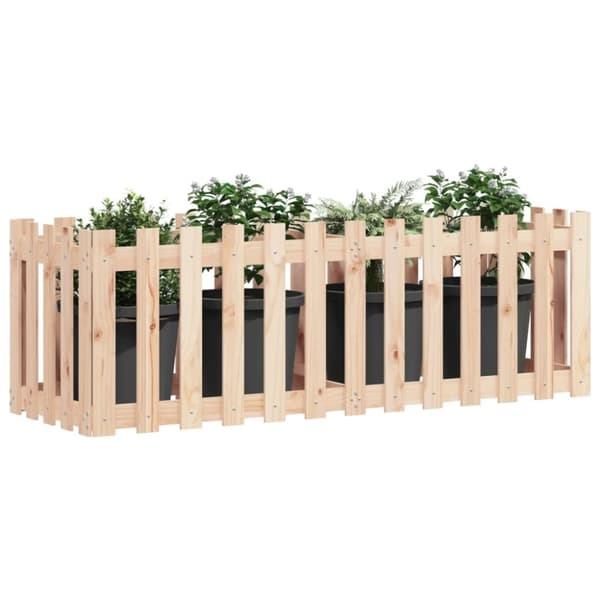 vidaXL Høybed med gjerdedesign 150x50x50 cm heltre furu