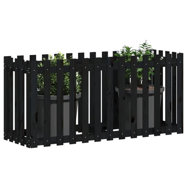 vidaXL højbed med stakitdesign 150x50x70 cm massivt fyrretræ sort
