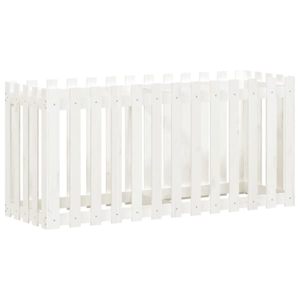 vidaXL Høybed med gjerdedesign hvit 150x50x70 cm heltre furu