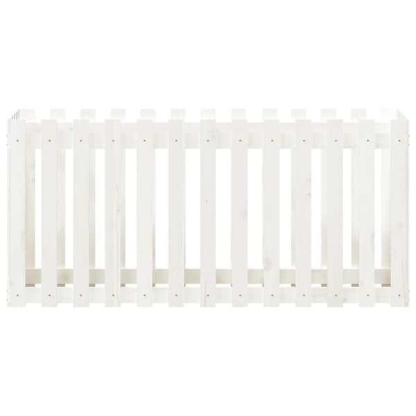 vidaXL Høybed med gjerdedesign hvit 150x50x70 cm heltre furu
