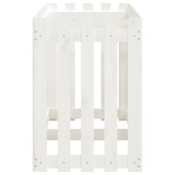 vidaXL Høybed med gjerdedesign hvit 150x50x70 cm heltre furu