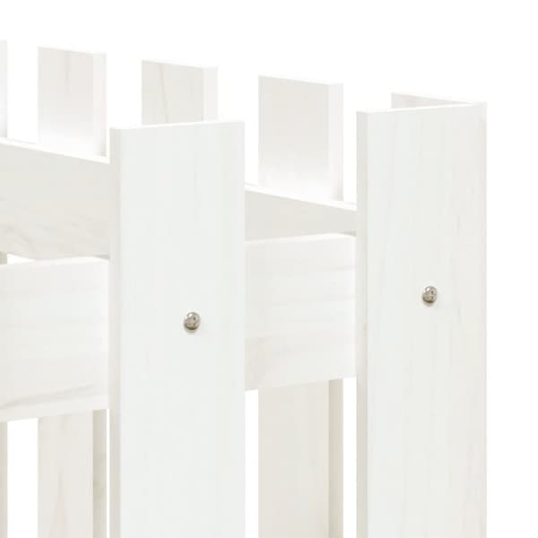 vidaXL Høybed med gjerdedesign hvit 150x50x70 cm heltre furu