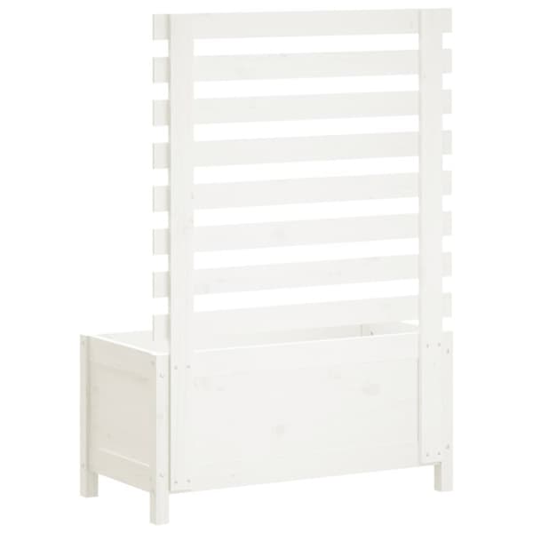 vidaXL Odlingslåda med spaljé vit 79x39,5x114 cm massiv furu