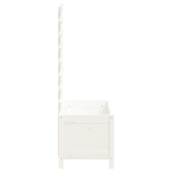 vidaXL Odlingslåda med spaljé vit 79x39,5x114 cm massiv furu