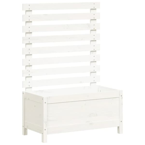 vidaXL Odlingslåda med spaljé vit 79x39,5x114 cm massiv furu