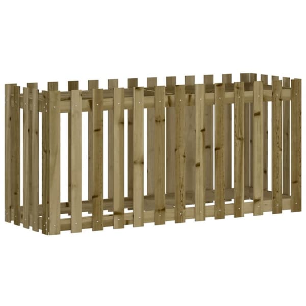 vidaXL Odlingslåda med staket-design 150x50x70 cm impregnerad furu