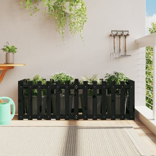 vidaXL Kukkalaatikko aitamuotoilu musta 150x50x50 cm täysi mänty
