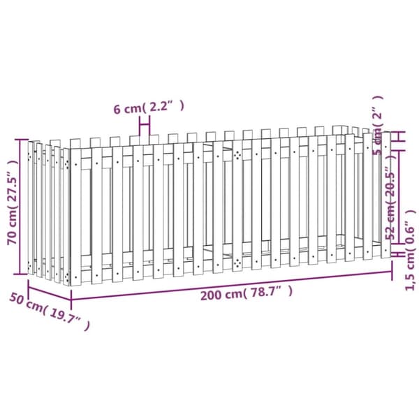 vidaXL Høybed med gjerdedesign 200x50x70 cm heltre douglasgran