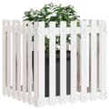 Miniatyrbilde 3 av 9: vidaXL Plantekasse med gjerdedesign hvit 70x70x70 cm heltre furu
