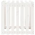 Miniatyrbilde 5 av 9: vidaXL Plantekasse med gjerdedesign hvit 70x70x70 cm heltre furu