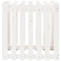 Miniatyrbilde 6 av 9: vidaXL Plantekasse med gjerdedesign hvit 70x70x70 cm heltre furu