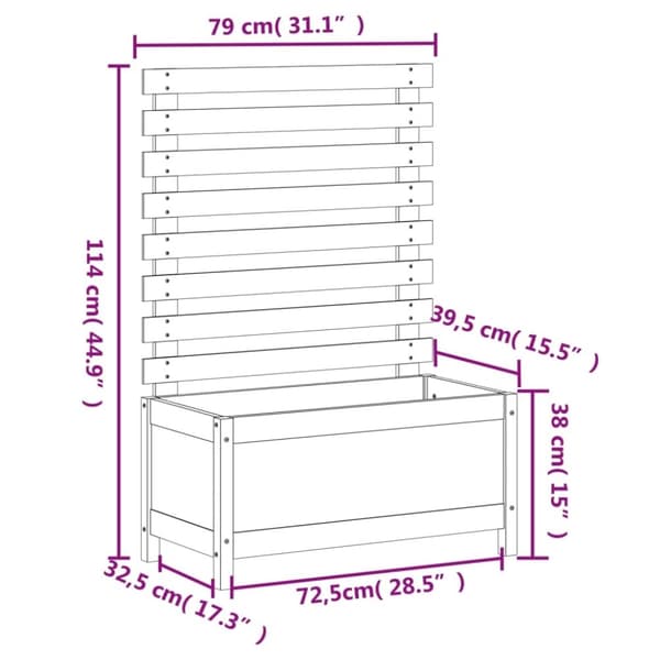 vidaXL Kukkalaatikko telineellä valkoinen 79x39,5x114 cm täysi mänty