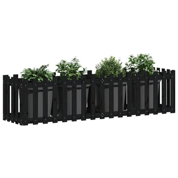 vidaXL højbed med stakitdesign 200x50x50 cm massivt fyrretræ sort