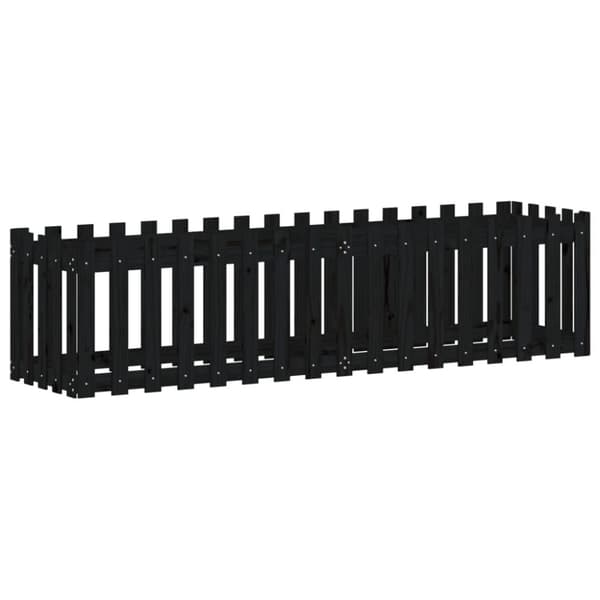 vidaXL højbed med stakitdesign 200x50x50 cm massivt fyrretræ sort