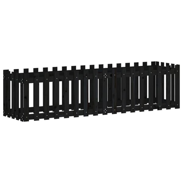 vidaXL højbed med stakitdesign 200x50x50 cm massivt fyrretræ sort