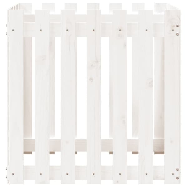 vidaXL plantekasse med stakitdesign 70x70x70 cm massivt fyrretræ hvid