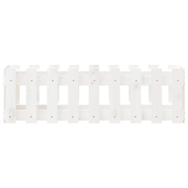 vidaXL Høybed med gjerdedesign hvit 100x30x30 cm heltre furu