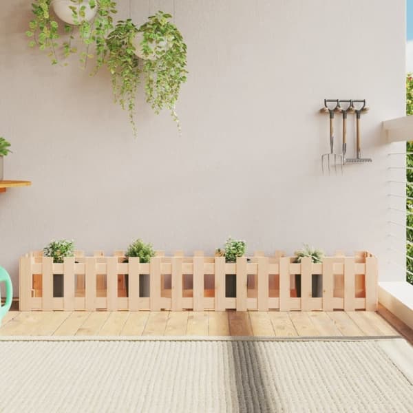 vidaXL Høybed med gjerdedesign 200x30x30 cm heltre furu