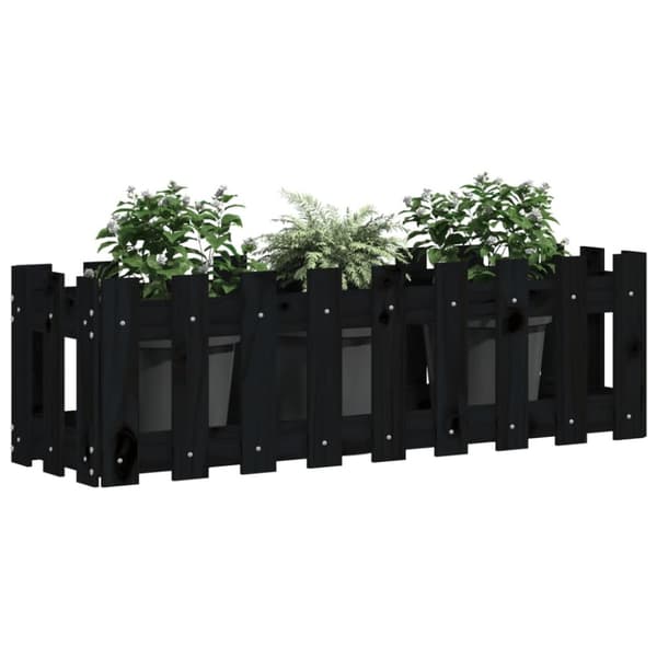 vidaXL højbed med stakitdesign 100x30x30 cm massivt fyrretræ sort