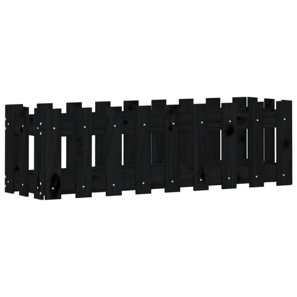 vidaXL højbed med stakitdesign 100x30x30 cm massivt fyrretræ sort