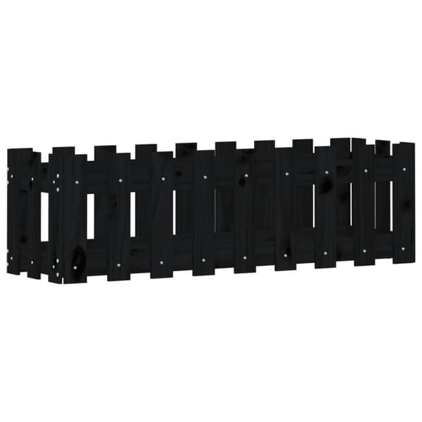 vidaXL højbed med stakitdesign 100x30x30 cm massivt fyrretræ sort
