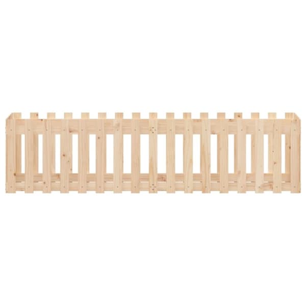 vidaXL Odlingslåda med staket-design 200x50x50 cm massiv furu