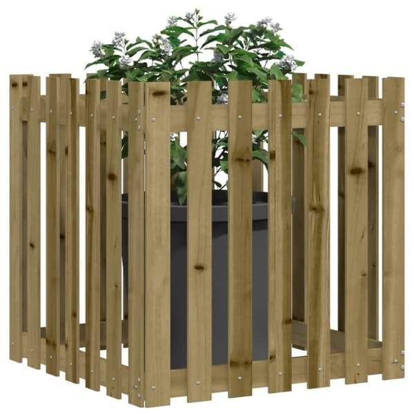vidaXL Plantekasse med gjerdedesign 70x70x70 cm impregnert furu
