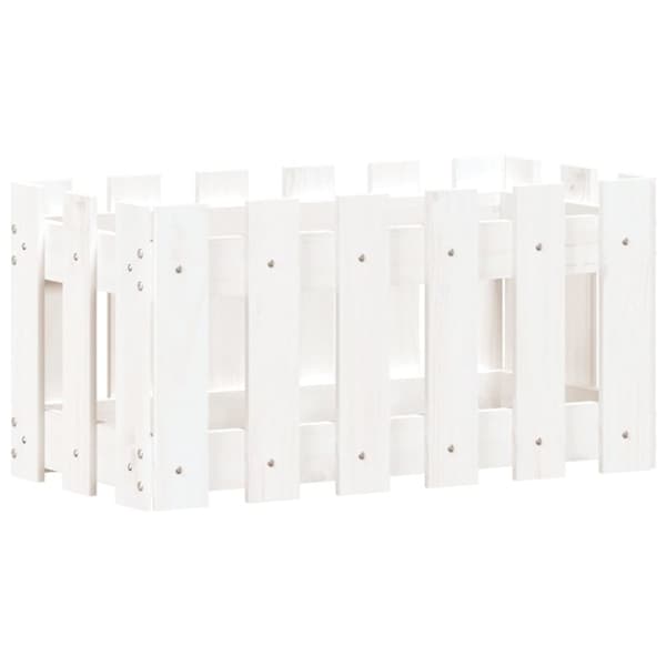 vidaXL Plantekasse med gjerdedesign hvit 60x30x30 cm heltre furu