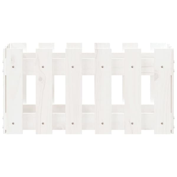 vidaXL Plantekasse med gjerdedesign hvit 60x30x30 cm heltre furu