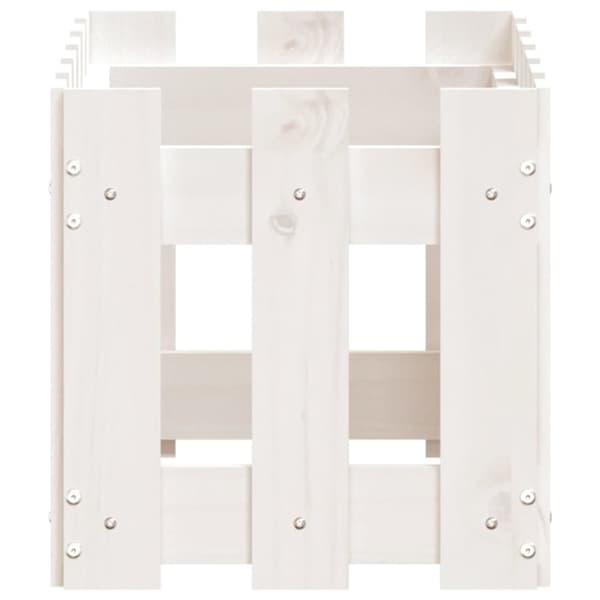 vidaXL Plantekasse med gjerdedesign hvit 60x30x30 cm heltre furu