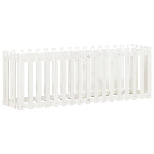 vidaXL Høybed med gjerdedesign hvit 200x50x70 cm heltre furu