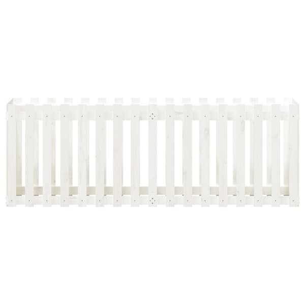 vidaXL Høybed med gjerdedesign hvit 200x50x70 cm heltre furu