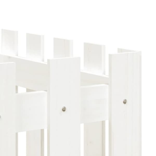 vidaXL Høybed med gjerdedesign hvit 200x50x70 cm heltre furu